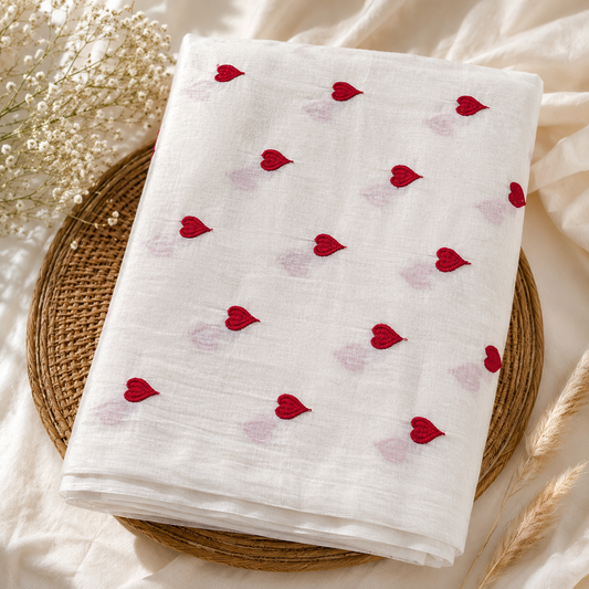 Buy Combo Red Heart Kadai Kora Cotton Top Bottom & Dupatta Fabric