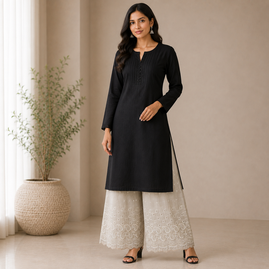 Buy Chiku Rayon Plazo Border Chikankari Fabric