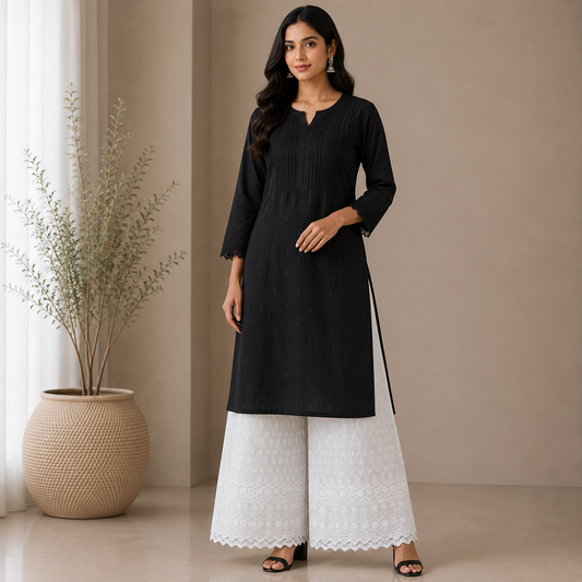 Buy White Color Cotton Chikankari Fabric