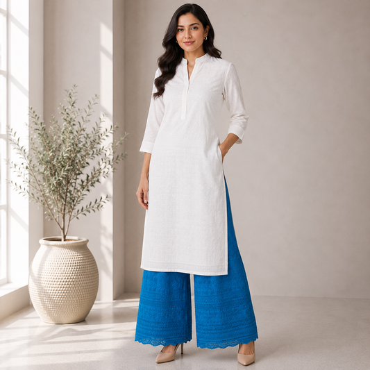 Buy Diesel Color Cotton Chikankari Fabric