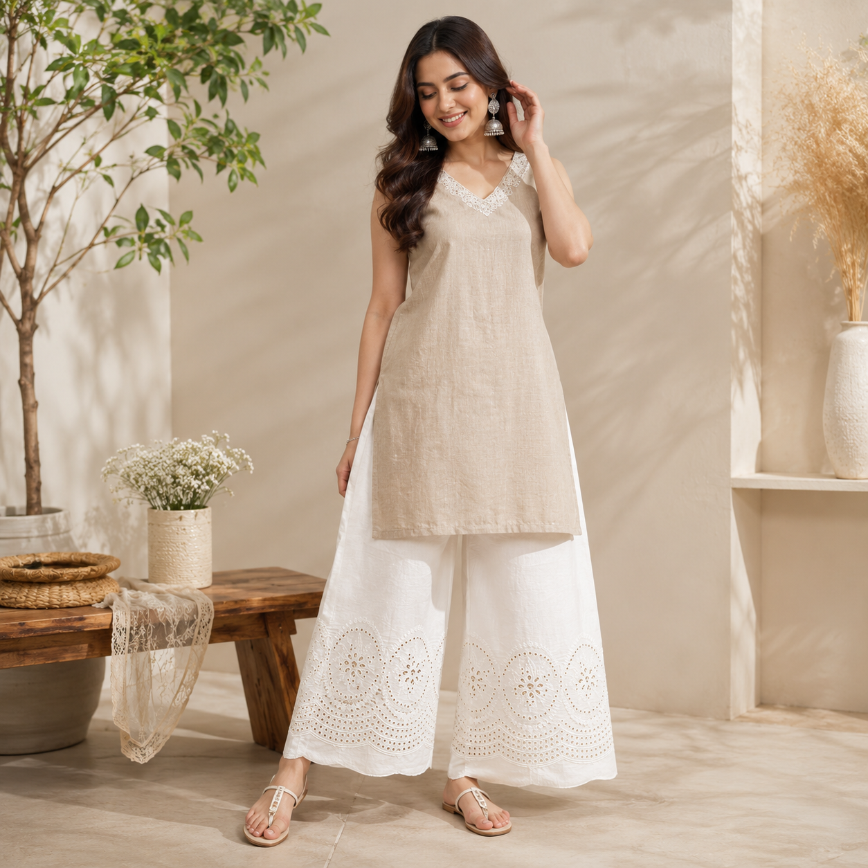 Buy Kora Cotton Dyeable Border Pattern Chikankari Embroidered Fabric 043