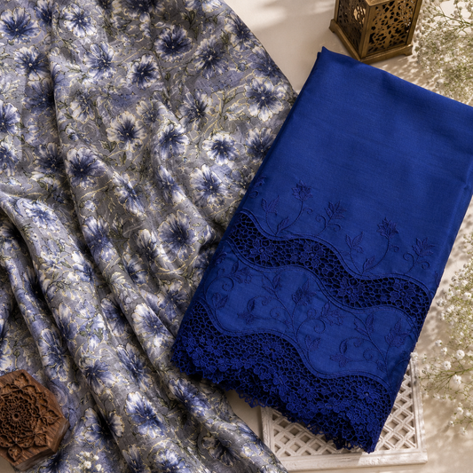 Buy Combo Floral Rayon Print Diamond with Apliq Plazo Fabric 044