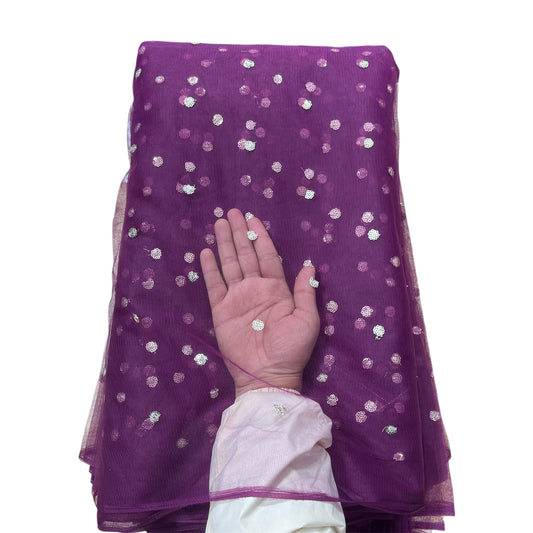 Wine Butti Net Fabric