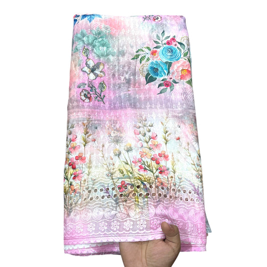 Poly Cotton Digital Chikankari Fabric