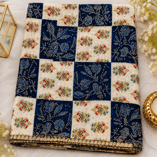 Buy Combo Floral Rayon Print Diamond with Apliq Plazo Fabric 049