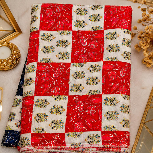 Buy Combo Floral Rayon Print Diamond with Apliq Plazo Fabric 050
