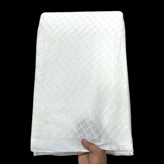 Pure Cotton Dyeable All Over Pattern Chikankari Embroidered Fabric