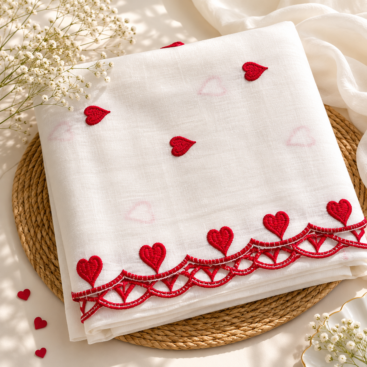 Buy Combo Red Heart Kadai Kora Cotton Top Bottom & Dupatta Fabric