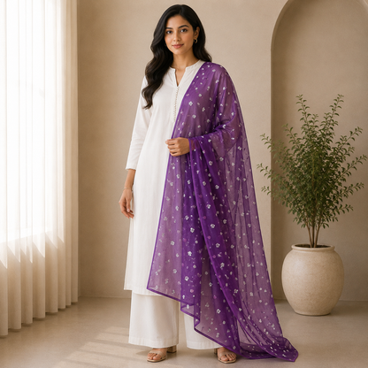 Buy Wine Butti Net Fabric