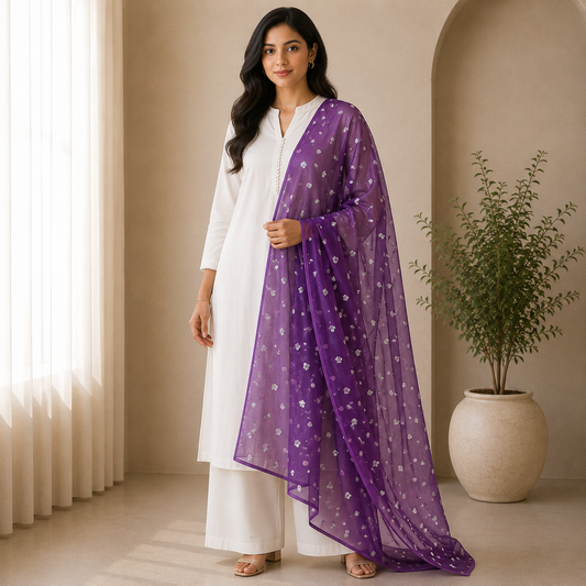 Buy Wine Butti Net Fabric