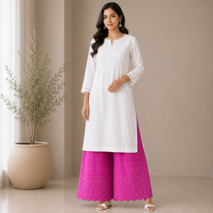 Buy Pink Color Cotton Chikankari Fabric