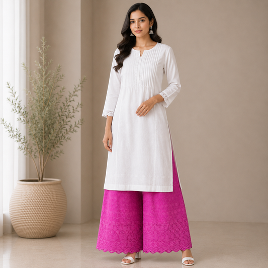 Buy Pink Color Cotton Chikankari Fabric