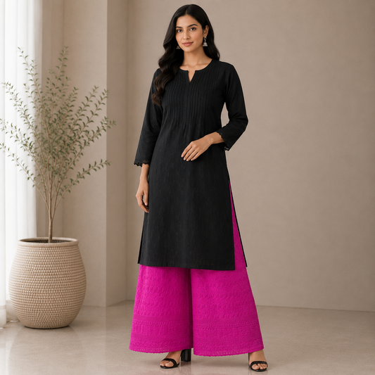 Buy Rani Color Cotton Chikankari Fabric