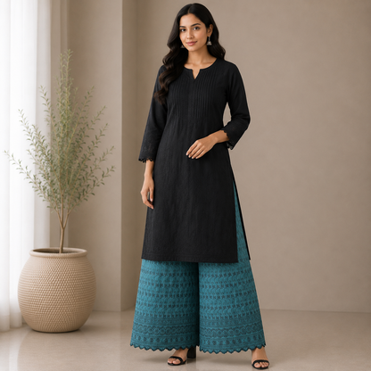 Buy Bottle Green Color Cotton Chikankari Fabric