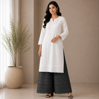 Buy Black Color Cotton Chikankari Fabric