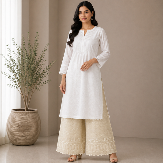Buy Golden Color Cotton Chikankari Fabric