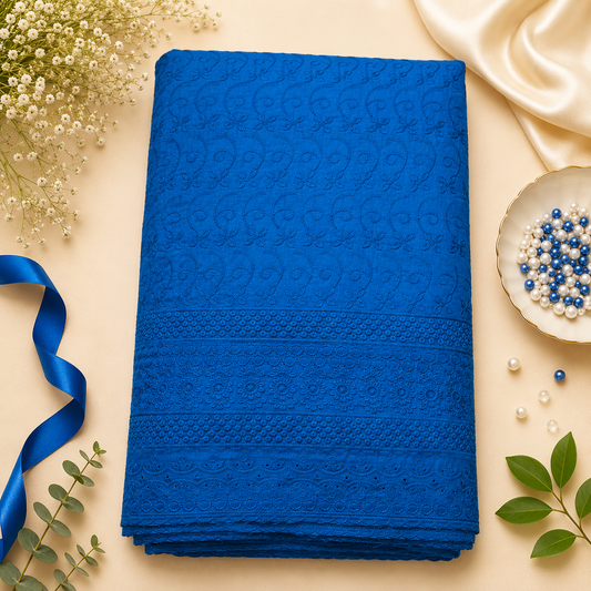 Buy Diesel Color Cotton Chikankari Fabric