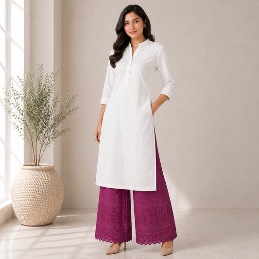Buy Mehroon Color Cotton Chikankari Fabric