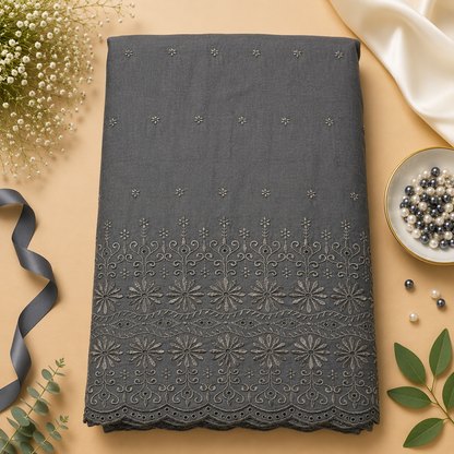 Buy Black Rayon Plazo Border Chikankari Fabric