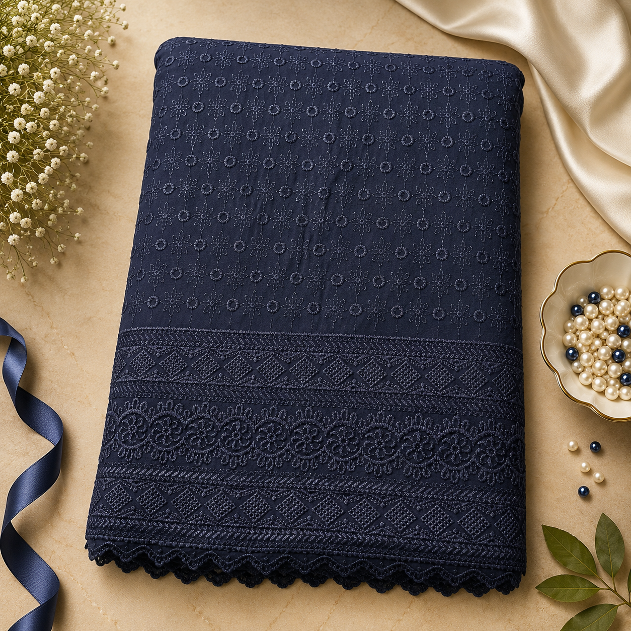Buy Black Rayon Embroidery Fabric
