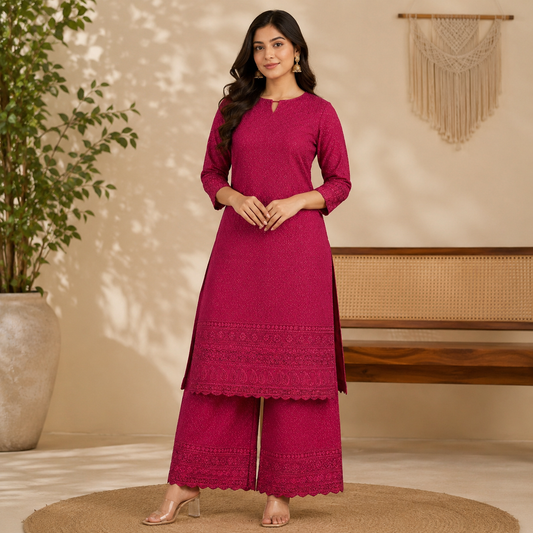 Buy Mehroon Rayon Embroidery Fabric