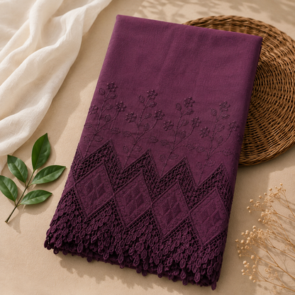 Buy Combo Wine Apliq Chikankari with Kora Cotton Dolna Plazo Fabric