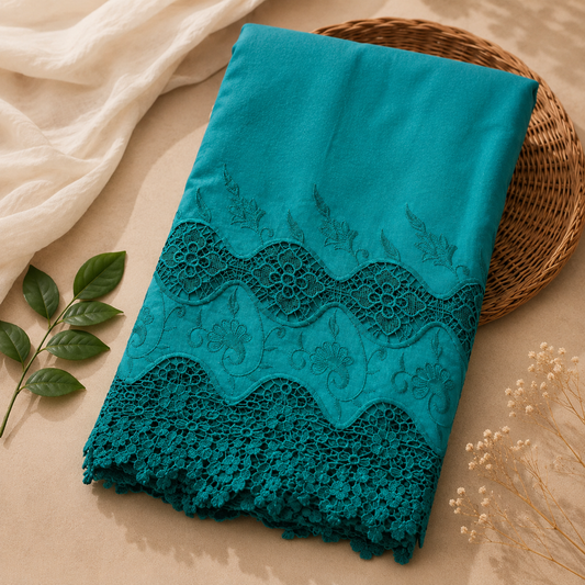 Buy Rama Green Color Apliq Plazo Chikankari Fabric