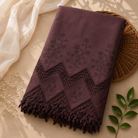Buy Coffee Color Apliq Plazo Chikankari Fabric