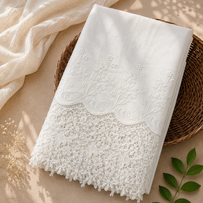 Buy White Color Apliq Plazo Chikankari Fabric