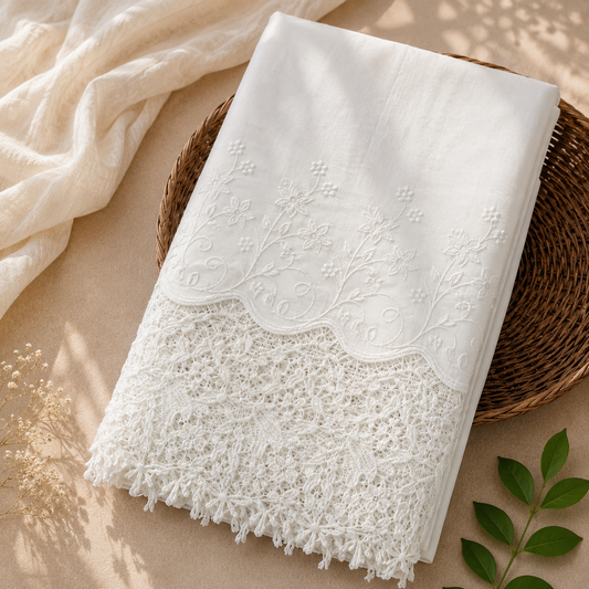 Buy White Color Apliq Plazo Chikankari Fabric
