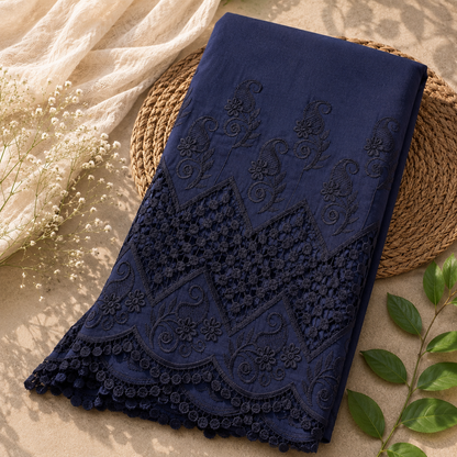 Buy Navy Blue Color Apliq Plazo Chikankari Fabric