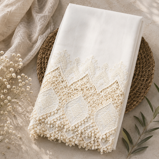 Buy Off White Color Apliq Plazo Chikankari Fabric