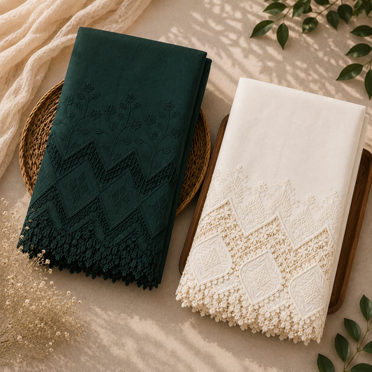 Buy Combo Bottle Green & Off White Color Apliq Plazo Chikankari Fabric