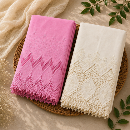 Buy Combo Pink & Off White Color Apliq Plazo Chikankari Fabric