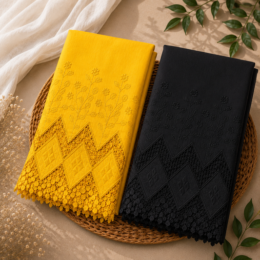 Buy Combo Yellow & Black Color Apliq Plazo Chikankari Fabric