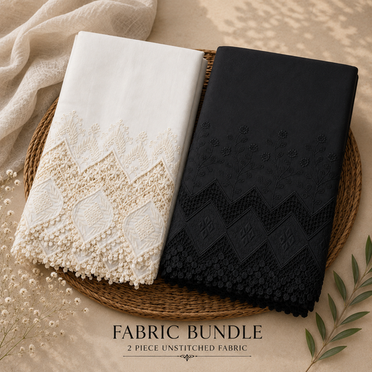 Buy Combo Off White & Black Color Apliq Plazo Chikankari Fabric