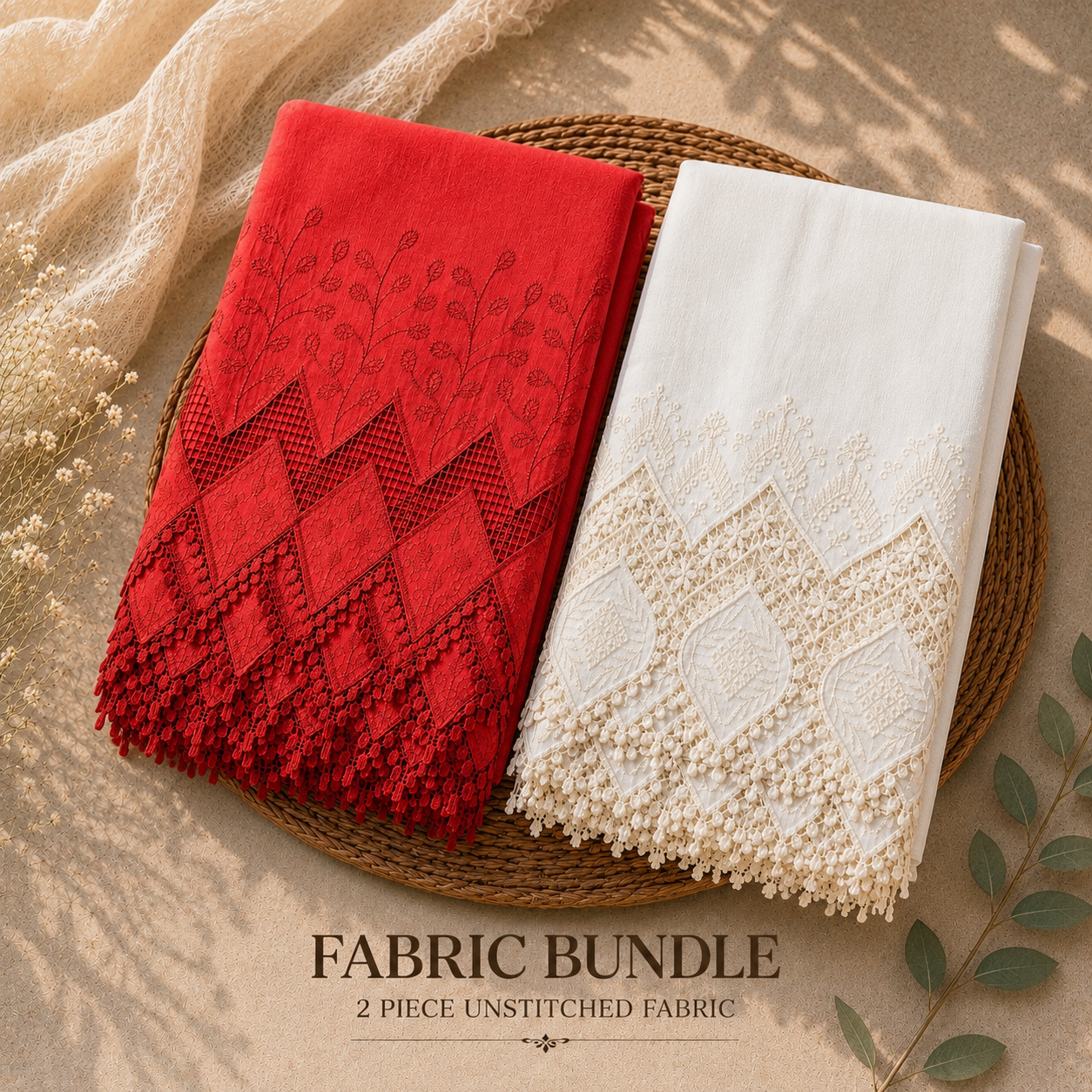 Buy Combo Copper & Off White Color Apliq Plazo Chikankari Fabric