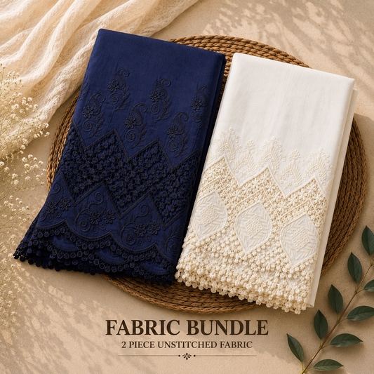 Buy Combo Navy Blue & Off White Color Apliq Plazo Chikankari Fabric