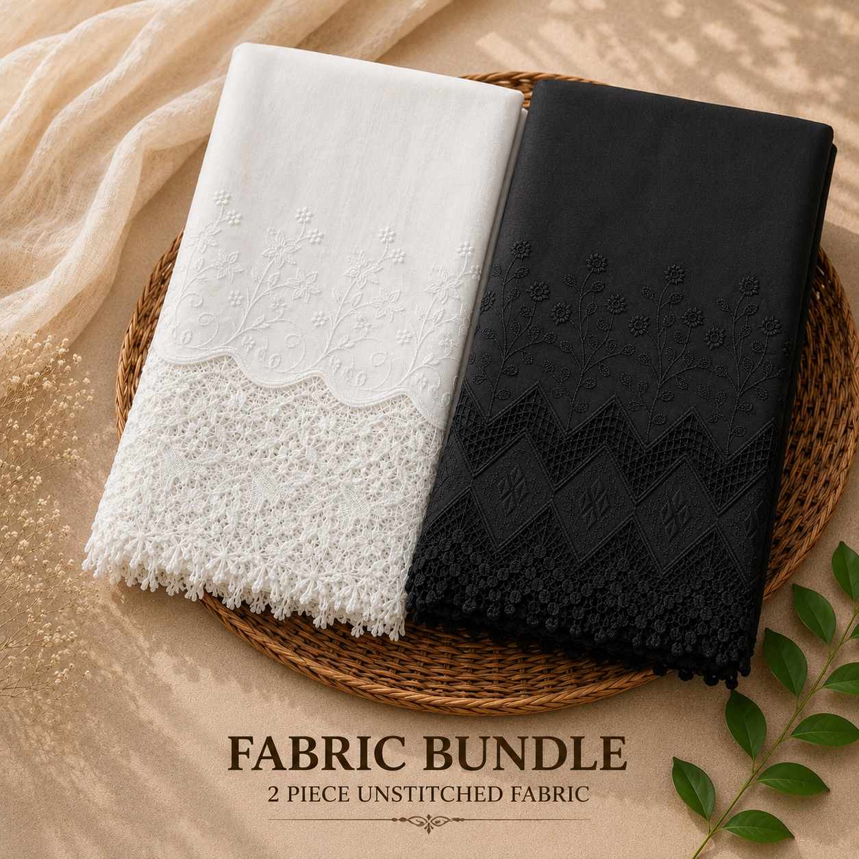 Buy Combo White & Black Color Apliq Plazo Chikankari Fabric