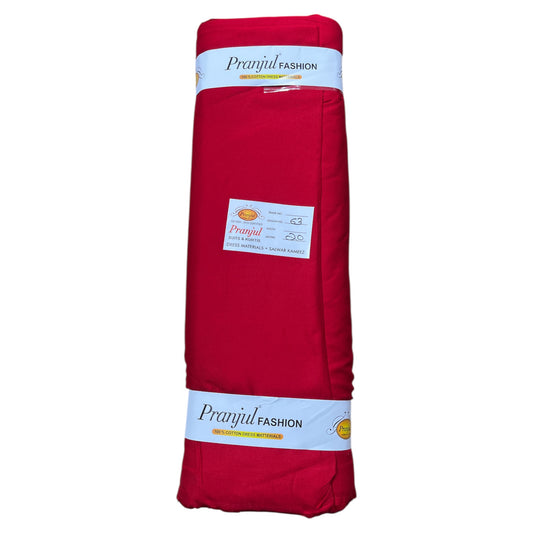 Red Pranjul Rayon Cotton Fabric