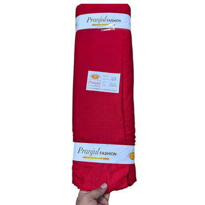 Red Pranjul Rayon Cotton Fabric