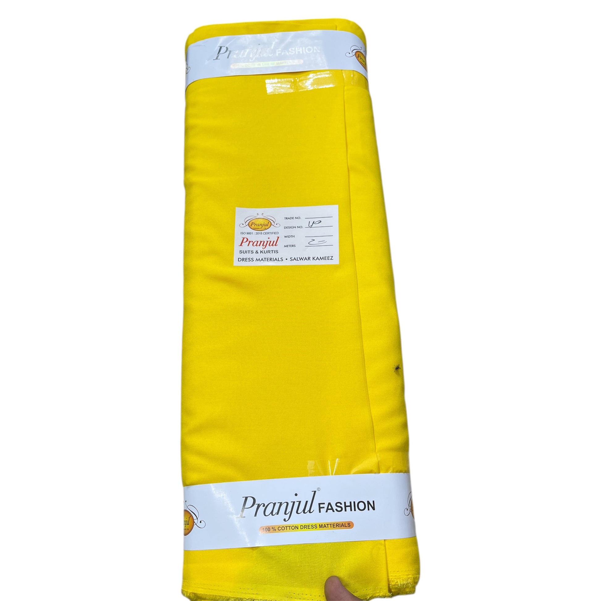 Lemon Yellow Pranjul Rayon Cotton Fabric