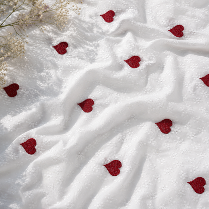 Buy Combo White Chikankari Mehroon Heart Kadai with Apliq Plazo Fabric