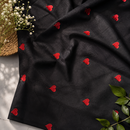 Buy Combo Black Base Red Heart Kadai with Apliq Plazo Fabric