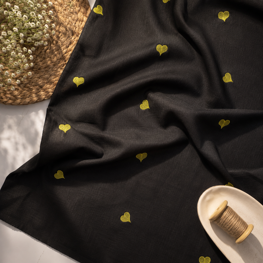 Buy Combo Black Base Mehndi Heart Kadai with Apliq Plazo Fabric