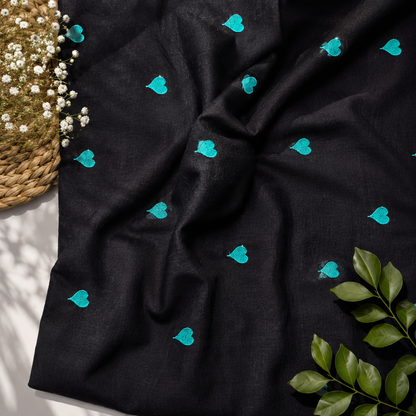 Buy Combo Black Base Rama Green Heart Kadai with Apliq Plazo Fabric