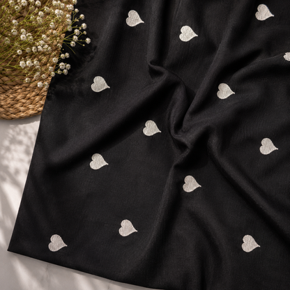 Buy Combo Black Base White Heart Kadai with Apliq Plazo Fabric