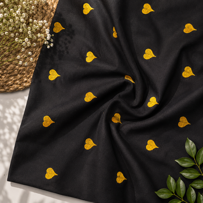 Buy Combo Black Base Mustard Heart Kadai with Apliq Plazo Fabric
