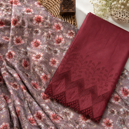 Buy Combo Floral Rayon Print Diamond with Apliq Plazo Fabric 041