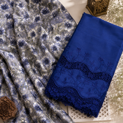 Buy Combo Floral Rayon Print Diamond with Apliq Plazo Fabric 044